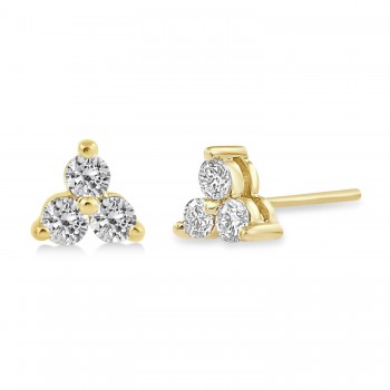 Diamond Three-Stone Triangular Earrings 14k Yellow Gold (0.50ct)