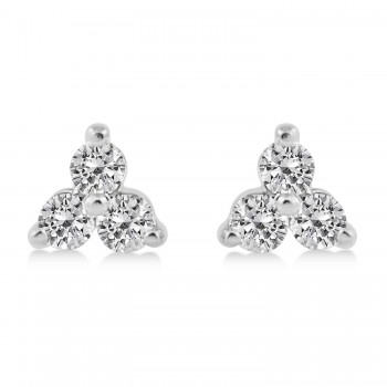 Diamond Three-Stone Triangular Earrings 14k White Gold (0.96ct)