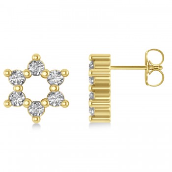 Diamond Jewish Star of David Earrings 14K Yellow Gold (0.12ct)