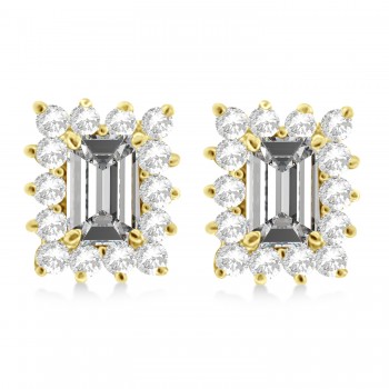 Emerald-Cut Moissanite & Diamond Stud Earrings 14k Yellow Gold (1.80ctw)