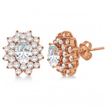 Diamond & Oval Cut Moissanite Earrings 14k Rose Gold (3.00ctw)