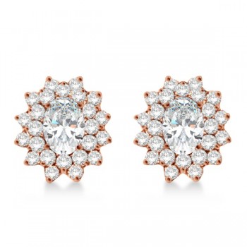 Diamond & Oval Cut Moissanite Earrings 14k Rose Gold (3.00ctw)