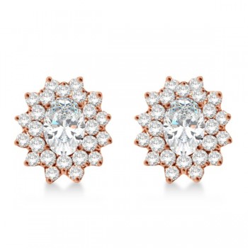 Diamond & Oval Cut Moissanite Earrings 14k Rose Gold (3.00ctw)