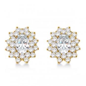 Diamond & Oval Cut Moissanite Earrings 14k Yellow Gold (3.00ctw)