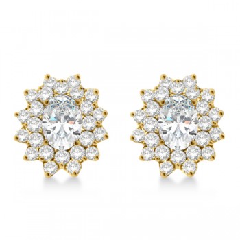 Diamond & Oval Cut Moissanite Earrings 14k Yellow Gold (3.00ctw)