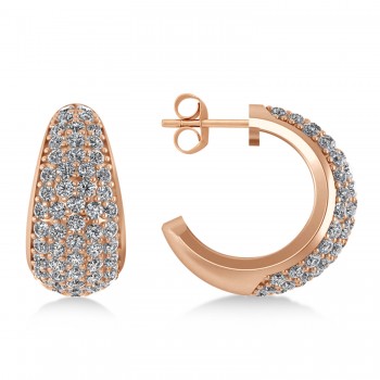 Diamond J Hoops Tusk Earrings 14K Rose Gold (1.10ct)