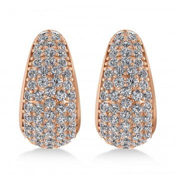 Diamond J Hoops Tusk Earrings 14K Rose Gold (1.10ct)