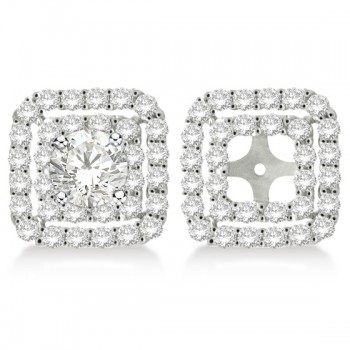 Pave-Set Square Diamond Earring Jackets in 14k White Gold (1.05ct)