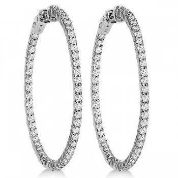 Prong-Set Diamond Hoop Earrings in 14k White Gold (3.00ct)