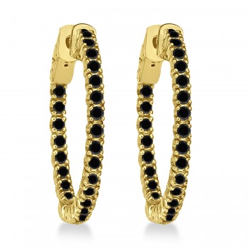 Prong-Set Black Diamond Hoop Earrings in 14k Yellow Gold (1.00ct)