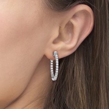 Prong-Set Lab Grown Diamond Hoop Earrings in 14k White Gold (1.00ct)