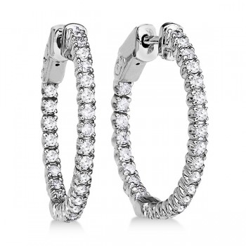 Prong-Set Diamond Hoop Earrings in 14k White Gold (1.00ct)