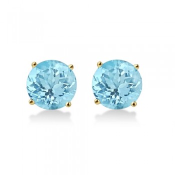 Antique Art Deco Aquamarine Stud Earrings 14k Yellow Gold (2.50ct)