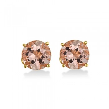 Antique Art Deco Morganite Stud Earrings 14k Yellow Gold (2.50ct)