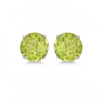 Peridot Stud Earrings Sterling Silver Prong Set (2.50ct)