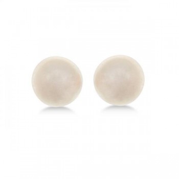 White Pearl Stud Earrings Sterling Silver Prong Set (7mm)