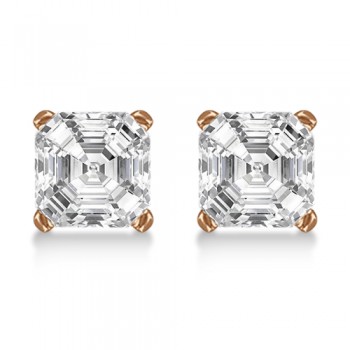 1.00ct. Asscher-Cut Diamond Stud Earrings 14kt Rose Gold (H, SI1-SI2)