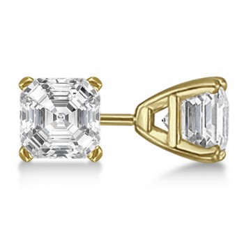 1.00ct. Asscher-Cut Diamond Stud Earrings 14kt Yellow Gold (H, SI1-SI2)