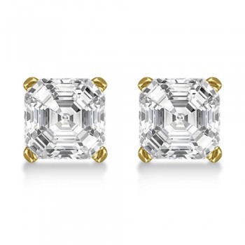 1.00ct. Asscher-Cut Diamond Stud Earrings 14kt Yellow Gold (H, SI1-SI2)