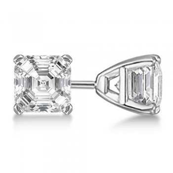 2.00ct. Asscher-Cut Lab Diamond Stud Earrings 18kt White Gold (SI1, G-H)