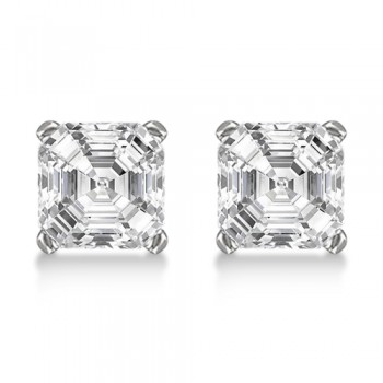 2.00ct. Asscher-Cut Lab Diamond Stud Earrings 18kt White Gold (SI1, G-H)