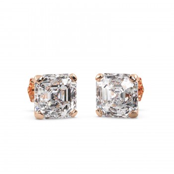 0.50ct. Asscher-Cut Diamond Stud Earrings 14kt Rose Gold (G-H, VS2-SI1)