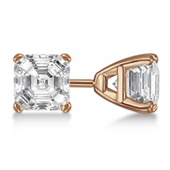 0.50ct. Asscher-Cut Lab Diamond Stud Earrings 14kt Rose Gold (F-G, VS1)