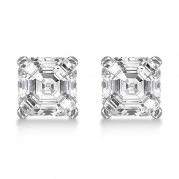 1.00ct. Asscher-Cut Lab Diamond Stud Earrings 14kt White Gold (F-G, VS1)