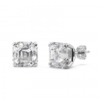 1.00ct. Asscher-Cut Diamond Stud Earrings Platinum (G-H, VS2-SI1)