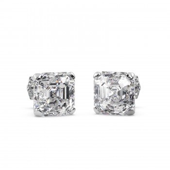 1.00ct. Asscher-Cut Diamond Stud Earrings Platinum (G-H, VS2-SI1)