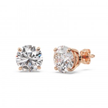 1.00ct. 4-Prong Basket Diamond Stud Earrings 14kt Rose Gold (H-I, SI2-SI3)