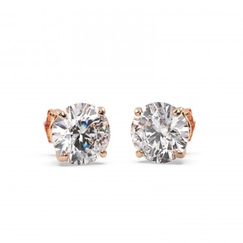 1.00ct. 4-Prong Basket Diamond Stud Earrings 14kt Rose Gold (H-I, SI2-SI3)