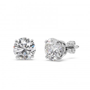 4.00ct. 4-Prong Basket Diamond Stud Earrings 14kt White Gold (H-I, SI2-SI3)