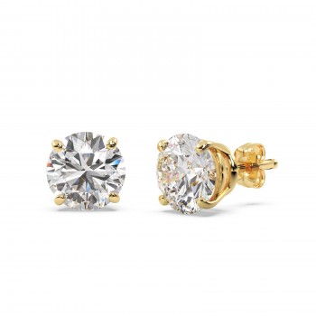 4.00ct. 4-Prong Basket Diamond Stud Earrings 14kt Yellow Gold (H-I, SI2-SI3)