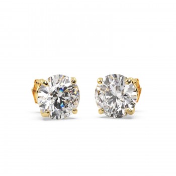 4.00ct. 4-Prong Basket Diamond Stud Earrings 14kt Yellow Gold (H-I, SI2-SI3)