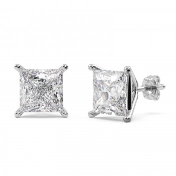 0.25ct. Princess Diamond Stud Earrings 14kt White Gold (H-I, SI2-SI3)