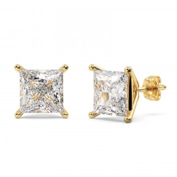 0.25ct. Princess Diamond Stud Earrings 14kt Yellow Gold (H-I, SI2-SI3)