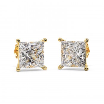 0.25ct. Princess Diamond Stud Earrings 14kt Yellow Gold (H-I, SI2-SI3)