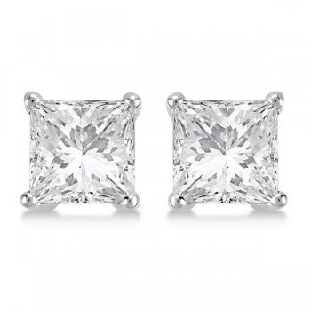 3.00ct. Princess Diamond Stud Earrings 14kt White Gold (H, SI1-SI2)
