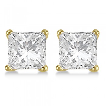 3.00ct. Princess Diamond Stud Earrings 14kt Yellow Gold (H, SI1-SI2)
