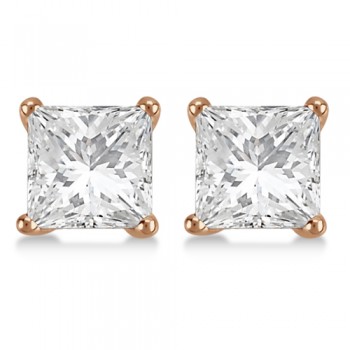 1.00ct. Princess Lab Diamond Stud Earrings 14kt Rose Gold (G-H, SI1)