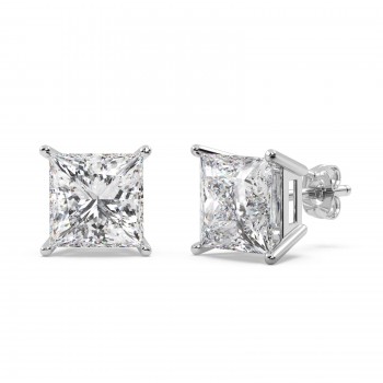 1.00ct. Princess Lab Diamond Stud Earrings Platinum (G-H, SI1)