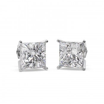 1.50ct. Princess Lab Diamond Stud Earrings Platinum (G-H, SI1)