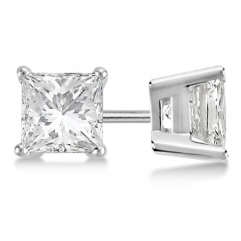 1.50ct. Princess Lab Diamond Stud Earrings Platinum (F-G, VS1)