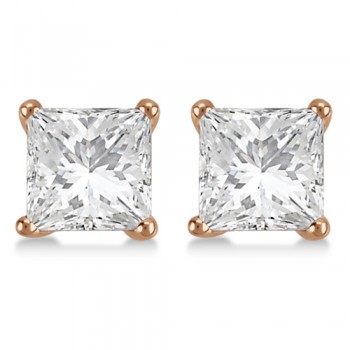 3.00ct. Martini Princess Diamond Stud Earrings 14kt Rose Gold (G-H, VS2-SI1)