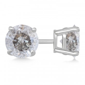 0.25ct. 4-Prong Basket Salt & Pepper Diamond Stud Earrings 14kt White Gold