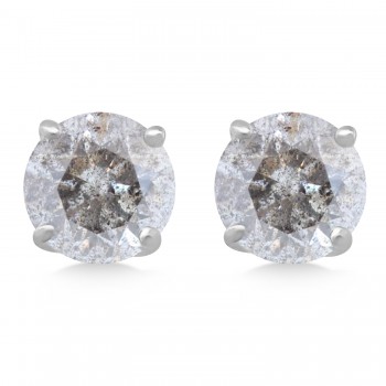 0.25ct. 4-Prong Basket Salt & Pepper Diamond Stud Earrings 14kt White Gold