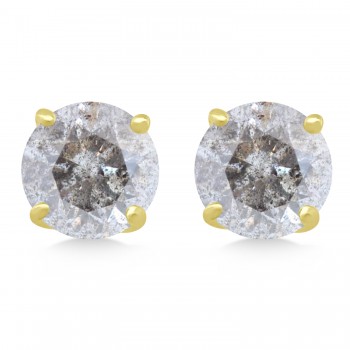 0.25ct. 4-Prong Basket Salt & Pepper Diamond Stud Earrings 14kt Yellow Gold