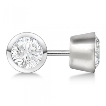 1.00ct. Bezel Set Diamond Stud Earrings 14kt White Gold (H-I, SI2-SI3)