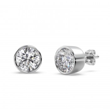 3.00ct. Bezel Set Diamond Stud Earrings 14kt White Gold (H, SI1-SI2)